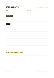 Men’s Sermon notes — actual Series One journal page
