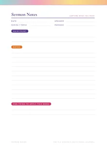Women’s Sermon notes — actual Series One journal page